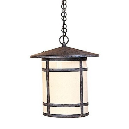 Arroyo Craftsman 14" Berkeley Long Body Pendant, Black, Rain Mist Glass BH-14LRM-BK